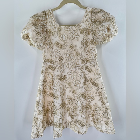 NWT GB Girls Puff Sleeve Floral Embroidered Dress - Picture 5 of 11